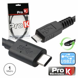 Cabo USB-C 2.0 Macho / Micro USB-B Macho 1M PROK - (CUSB318/1)