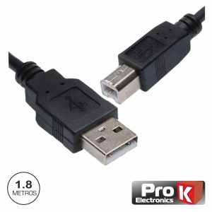 Cabo USB-A 2.0 Macho / USB-B Macho Preto 1.8m PROK - (CUSB349)