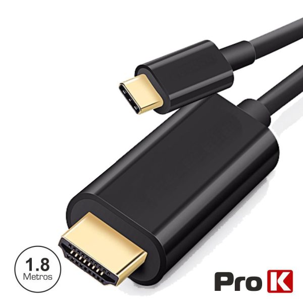 Cabo HDMI Macho P/  USB-C 3.1 Macho 1.8m 4K/60Hz PROK - (CUSBCHDMI1.8)