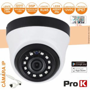 Câmara Vigilância Ip Dome Cmos 1080p 3mp IP67 PROK - (CVCIP104LA)