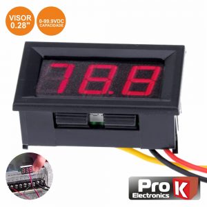 Voltimetro Digital LED Vermelho 0v-99.9Vdc Painel PROK - (DIGIVOL90A)