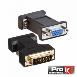 Ficha Adaptadora DVI-I Dual Link Macho / VGA Fêmea PROK - (ADPDVI01)