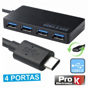 Hub USB-C 3.0 C/ 4 Portas USB PROK - (HUBUSB04)