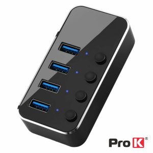 HUB USB 3.0 4 Portas C/ Alimentador PROK - (HUBUSB304AMP)
