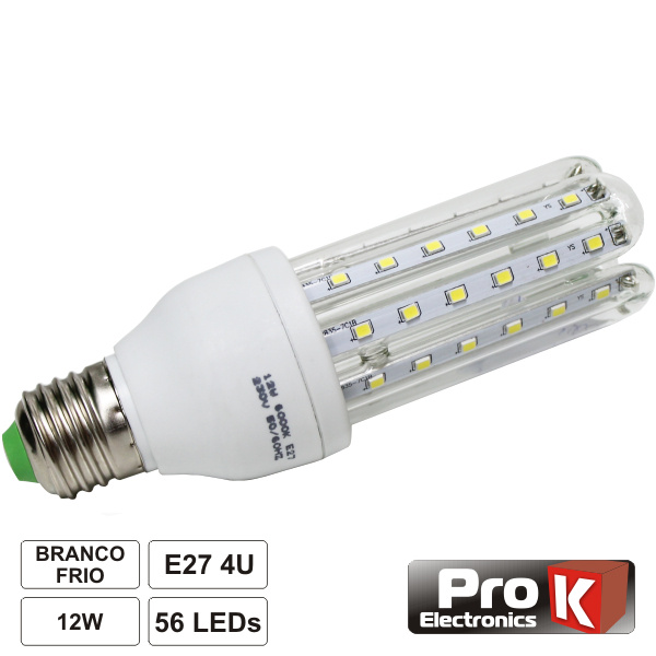 Lâmpada E27 12W 230V LEDS 2835 SMD 4u Branco Frio PROK - (LLE2712W)