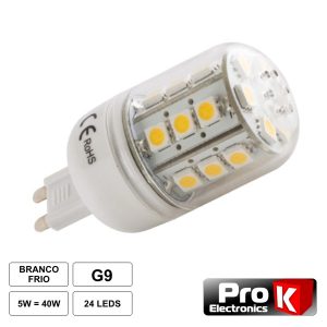 Lâmpada G9 5W 12V 24 LEDS SMD 5050 Branco Frio - (LLG905CW)