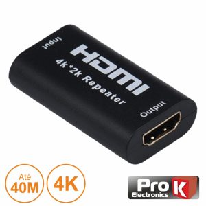 Ficha Adaptadora HDMI Fêmea / Fêmea Dourada P/ 40m 4k PROK - (PK-HDMIHDMI02)