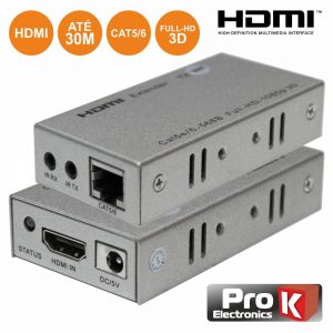Extensor De Sinal HDMI Via RJ45 CAT5/6 30m PROK - (PK-HDMIRJ45EXTIR01)