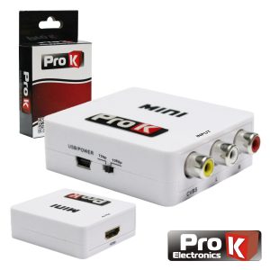 Conversor Sinal Composto + Áudio -> HDMI PROK - (PK-RCAHDMI01)