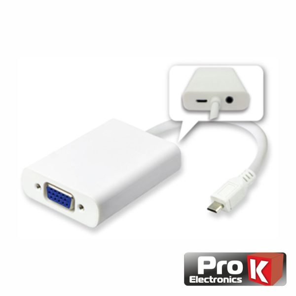 Cabo Adaptador USB-C 3.1/ VGA C/ Audio 1080p PROK - (PK-USBCVGAA)