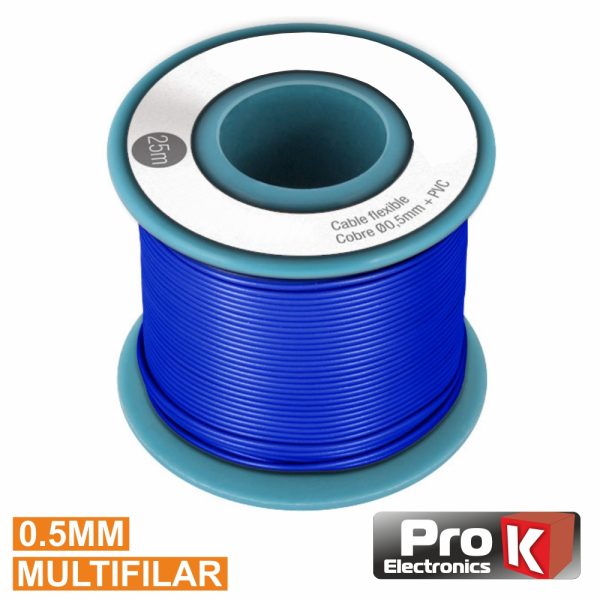 Cabo Multifilar Azul 0.5mm Rolo 25m PROK - (PKCM0.5/25BL)