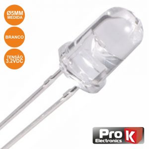 LED 5mm Alto Brilho Branco PROK - (PKLD05W)